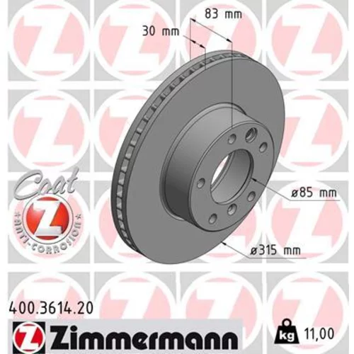 Brzdový kotúč ZIMMERMANN 400.3614.20