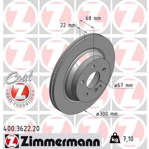 Brzdový kotúč ZIMMERMANN 400.3622.20