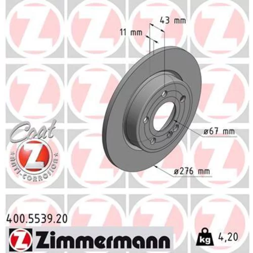 Brzdový kotúč ZIMMERMANN 400.5539.20