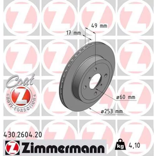 Brzdový kotúč ZIMMERMANN 430.2604.20