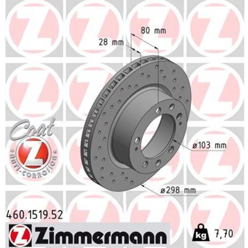 Brzdový kotúč ZIMMERMANN 460.1519.52