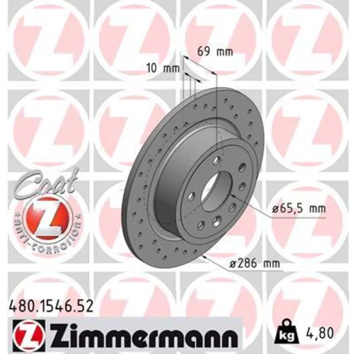 Brzdový kotúč ZIMMERMANN 480.1546.52