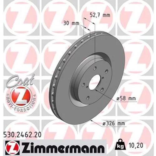 Brzdový kotúč ZIMMERMANN 530.2462.20