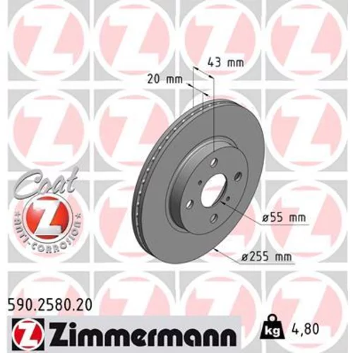 Brzdový kotúč ZIMMERMANN 590.2580.20