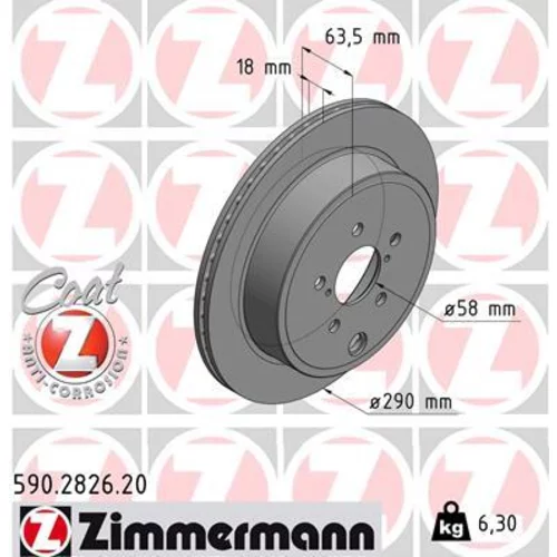 Brzdový kotúč ZIMMERMANN 590.2826.20