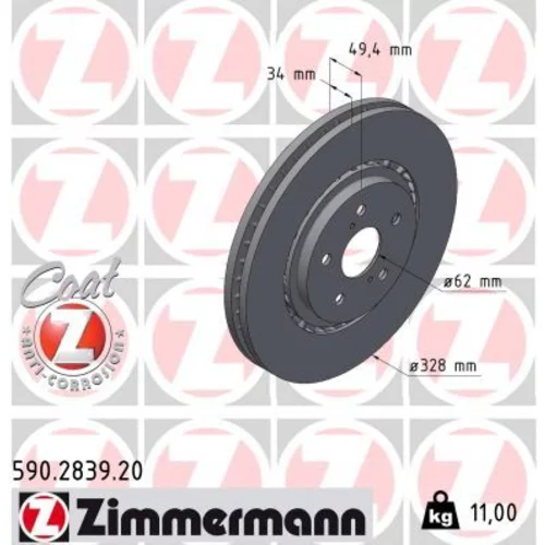 Brzdový kotúč ZIMMERMANN 590.2839.20