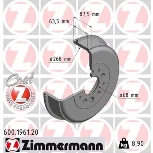 Brzdový bubon ZIMMERMANN 600.1961.20