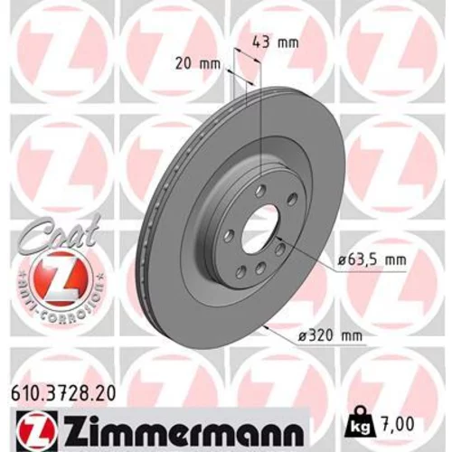 Brzdový kotúč ZIMMERMANN 610.3728.20