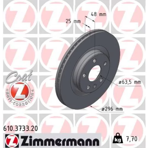 Brzdový kotúč ZIMMERMANN 610.3733.20