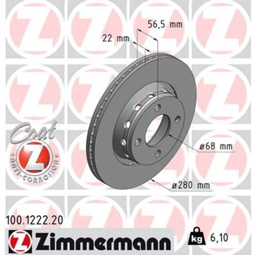 Brzdový kotúč ZIMMERMANN 100.1222.20