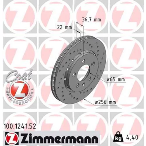 Brzdový kotúč ZIMMERMANN 100.1241.52