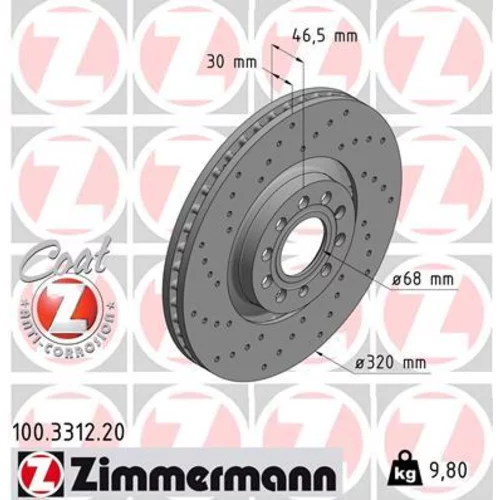 Brzdový kotúč ZIMMERMANN 100.3312.20