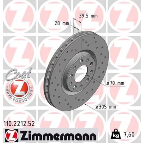 Brzdový kotúč ZIMMERMANN 110.2212.52