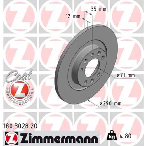 Brzdový kotúč ZIMMERMANN 180.3028.20