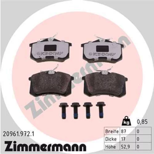 Sada brzdových platničiek kotúčovej brzdy ZIMMERMANN 20961.972.1