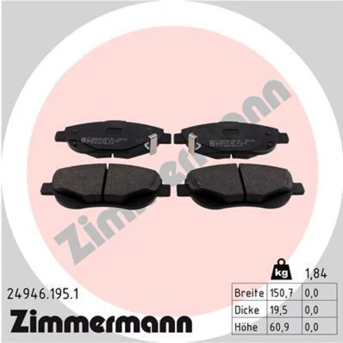 Sada brzdových platničiek kotúčovej brzdy ZIMMERMANN 24946.195.1