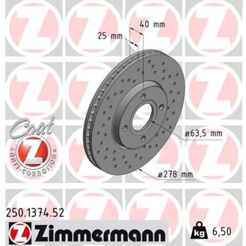 Brzdový kotúč ZIMMERMANN 250.1374.52