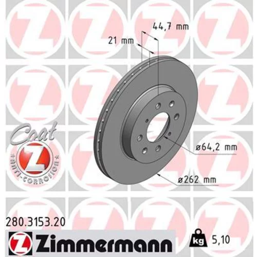 Brzdový kotúč ZIMMERMANN 280.3153.20