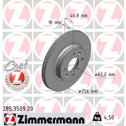 Brzdový kotúč ZIMMERMANN 285.3509.20