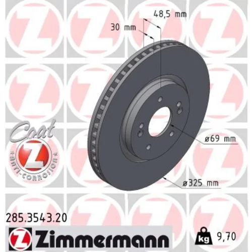 Brzdový kotúč ZIMMERMANN 285.3543.20