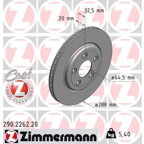 Brzdový kotúč ZIMMERMANN 290.2262.20