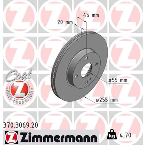 Brzdový kotúč ZIMMERMANN 370.3069.20