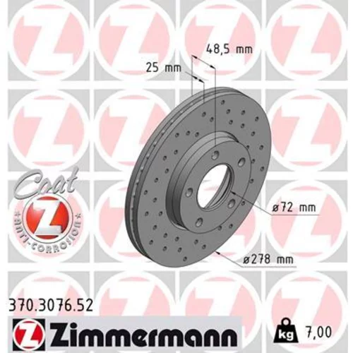 Brzdový kotúč ZIMMERMANN 370.3076.52