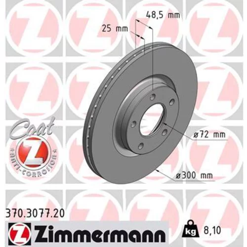 Brzdový kotúč ZIMMERMANN 370.3077.20