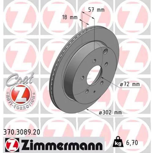 Brzdový kotúč ZIMMERMANN 370.3089.20