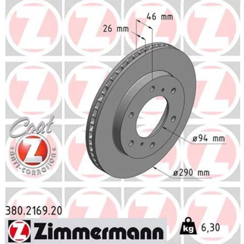 Brzdový kotúč ZIMMERMANN 380.2169.20