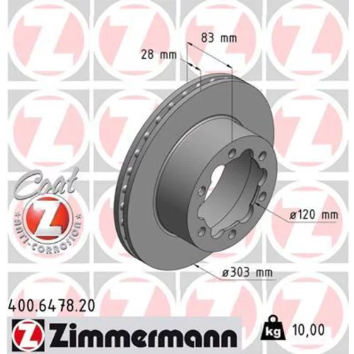 Brzdový kotúč ZIMMERMANN 400.6478.20