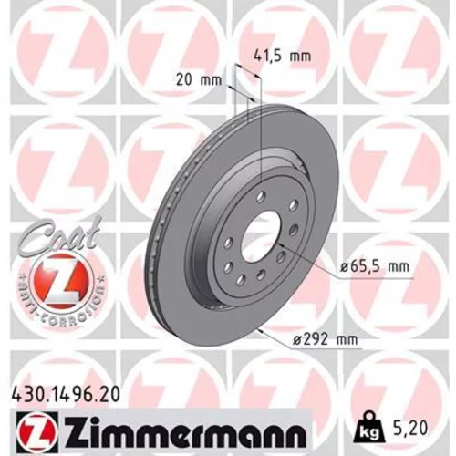 Brzdový kotúč ZIMMERMANN 430.1496.20