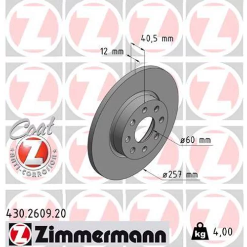 Brzdový kotúč ZIMMERMANN 430.2609.20