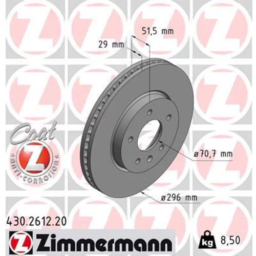 Brzdový kotúč ZIMMERMANN 430.2612.20