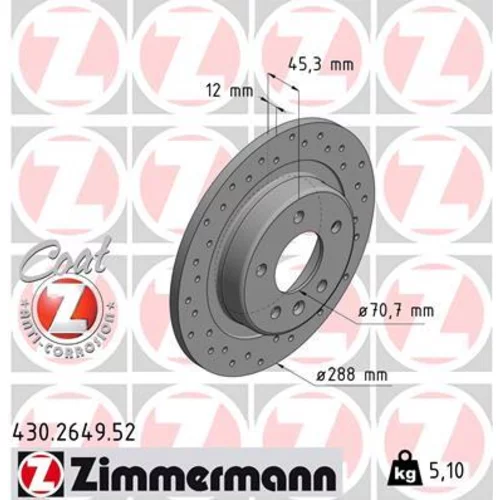 Brzdový kotúč ZIMMERMANN 430.2649.52