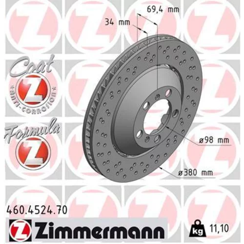 Brzdový kotúč ZIMMERMANN 460.4524.70