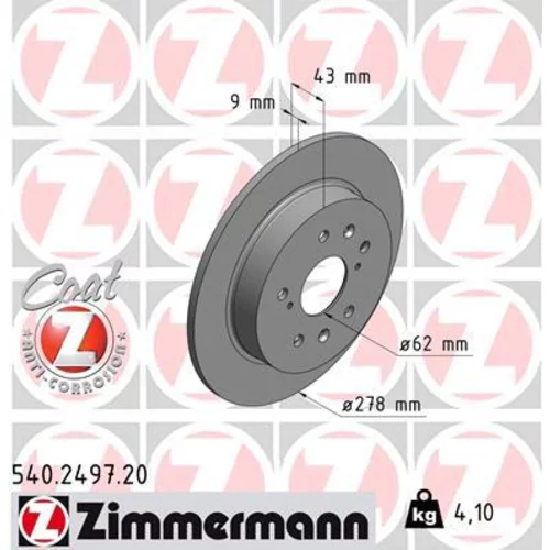 Brzdový kotúč ZIMMERMANN 540.2497.20