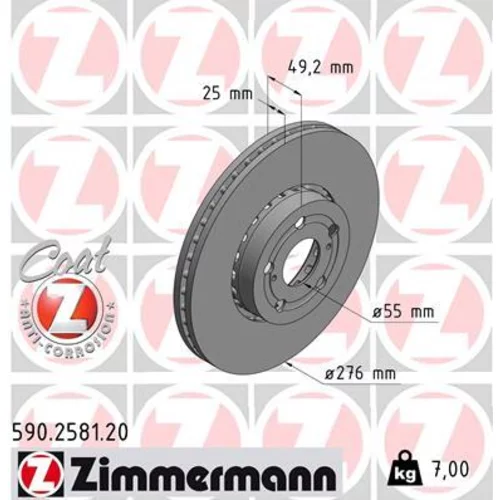 Brzdový kotúč ZIMMERMANN 590.2581.20