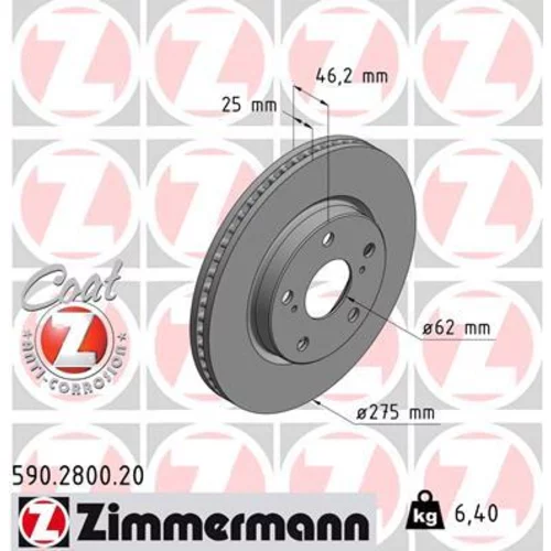 Brzdový kotúč ZIMMERMANN 590.2800.20