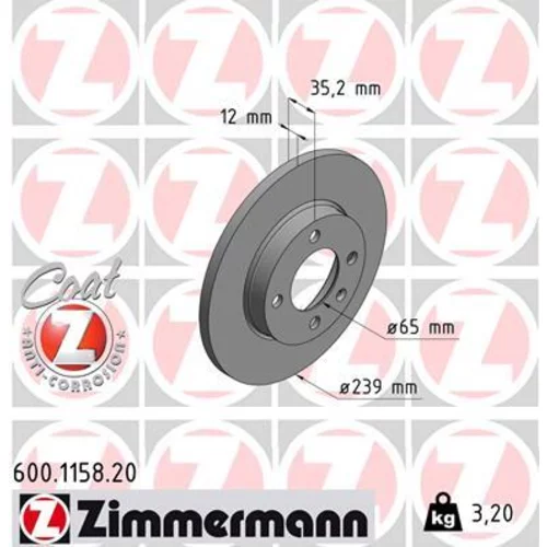 Brzdový kotúč ZIMMERMANN 600.1158.20