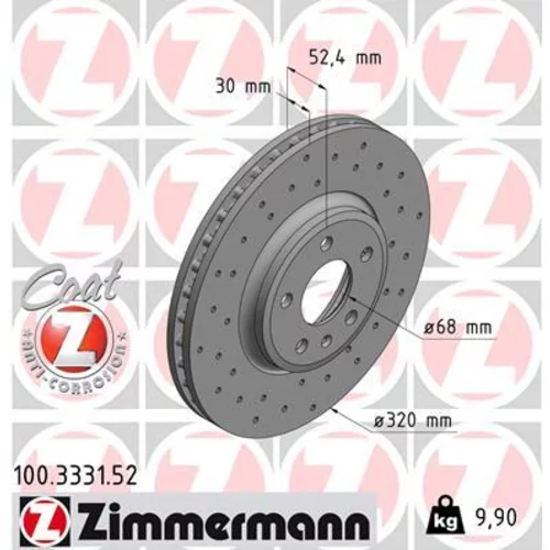 Brzdový kotúč ZIMMERMANN 100.3331.52