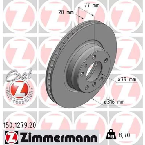 Brzdový kotúč ZIMMERMANN 150.1279.20