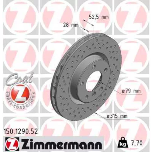 Brzdový kotúč ZIMMERMANN 150.1290.52