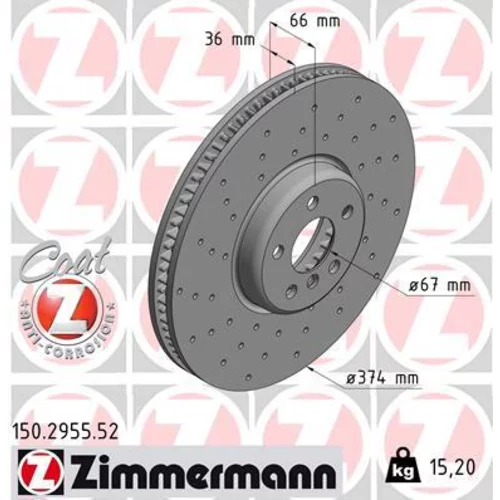 Brzdový kotúč ZIMMERMANN 150.2955.52