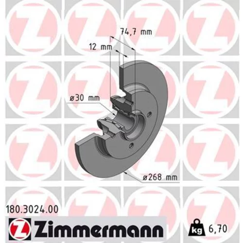 Brzdový kotúč ZIMMERMANN 180.3024.00