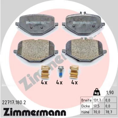 Sada brzdových platničiek kotúčovej brzdy ZIMMERMANN 22717.180.2