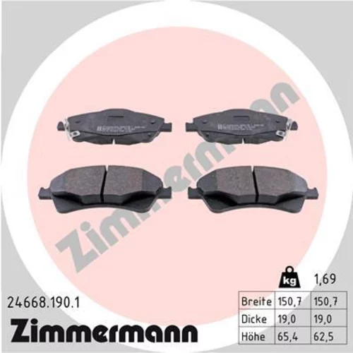 Sada brzdových platničiek kotúčovej brzdy ZIMMERMANN 24668.190.1