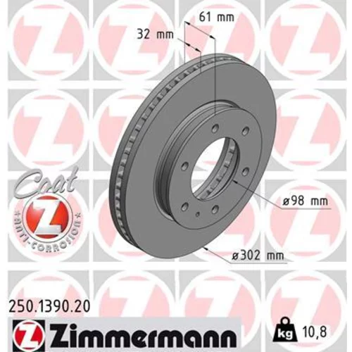 Brzdový kotúč ZIMMERMANN 250.1390.20