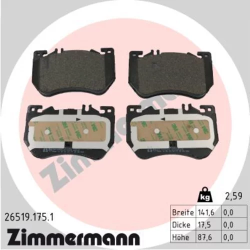 Sada brzdových platničiek kotúčovej brzdy ZIMMERMANN 26519.175.1