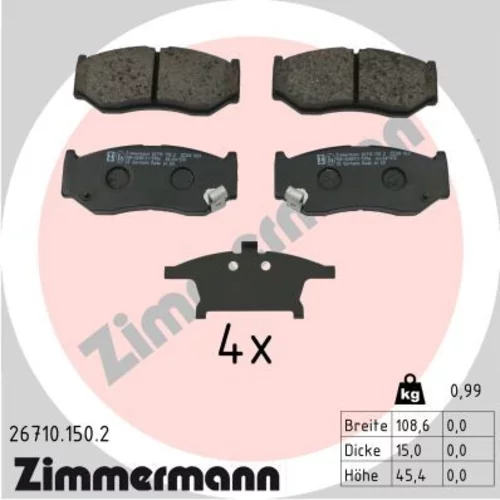 Sada brzdových platničiek kotúčovej brzdy ZIMMERMANN 26710.150.2